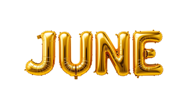 Golden balloon text JUNE png