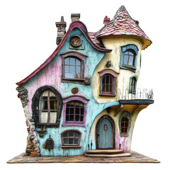 Whimsical Pastel Color House Design Clipart l Quirky Odd Home Clip Art l Fantasy Cute Building
