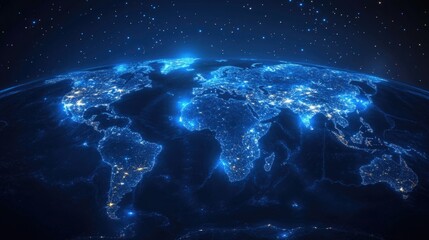 Fototapeta premium Discovering the vibrant glow of cities around the world at night from a stunning aerial perspective