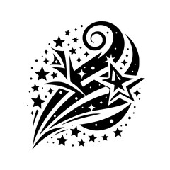 Naklejka premium Black and White Star Burst Design Element, Decorative, Vector