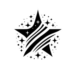 Black and White Starburst Emblem, Logo Design, Celebration Concept