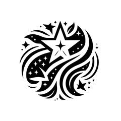 Celestial Burst: Monochromatic Star and Swirl Design