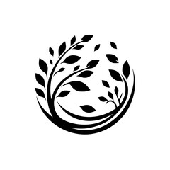 Minimalist Black Tree in Circle Logo, Nature, Eco, Modern Design