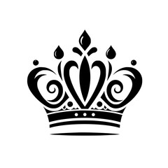 Elegant Black Crown Silhouette on White Background