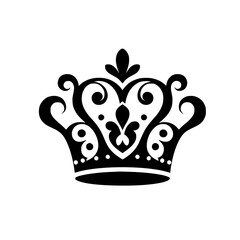 Black and White Royal Crown Icon, Elegant Minimalist Design