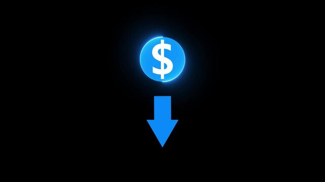 neon cost icon. Striking design ideal for web, print files, online design, commercial use, economics, and stock market-related designs. Simple, clear, and modern sign.