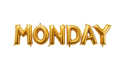 Golden balloon text MONDAY png