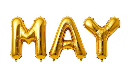 Golden balloon text MAY png