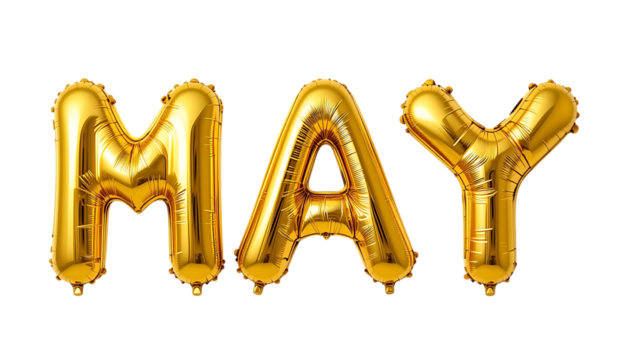 Golden balloon text MAY png