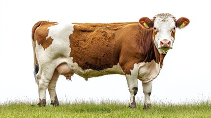 Brown and White Cow in a Field