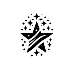 Elegant Black Star Logo with Sparkle Embellishments on White