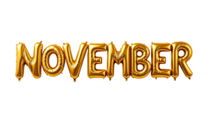 Golden balloon text NOVEMBER png