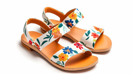 Naklejka premium Floral Patterned Summer Sandals