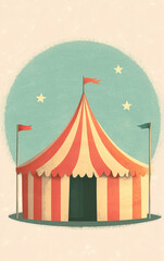 Fototapeta premium whimsical vintage circus postcard illustration – nostalgic carnival artwork for invitations and decorations
