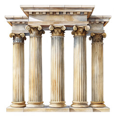 Obraz premium Watercolor Set of Classical Columns isolated on transparent background