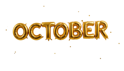 Golden balloon text OCTOBER png