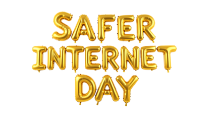 Golden balloon text Safer Internet Day png
