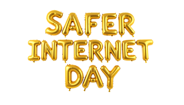 Golden balloon text Safer Internet Day png