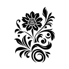 Elegant Floral Vector Ornament in Black & White