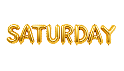 Golden balloon text SATURDAY PNG