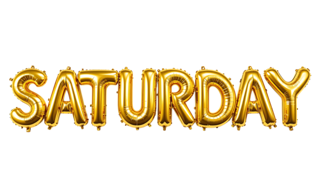 Golden balloon text SATURDAY PNG