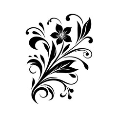 Elegant Floral Black and White Ornament Design for Decorative Use