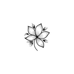 Minimalist Floral Icon, Black and White, Elegant Design, Vector