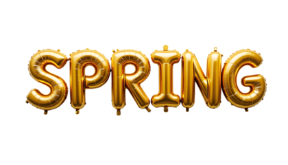 Golden balloon text SPRING png