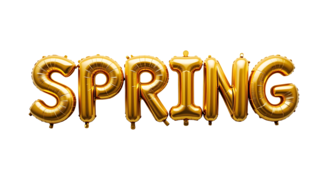 Golden balloon text SPRING png
