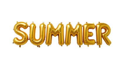 Golden balloon text SUMMER png