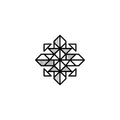 Geometric Black and White Ornamental Design on White Background