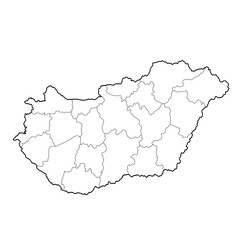Hungary map with regions