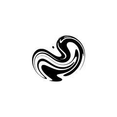 Fototapeta premium Abstract Black Swirl Graphic Element on White Background