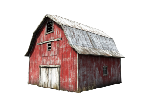 Rustic Red Barn with Rusted Metal Roof