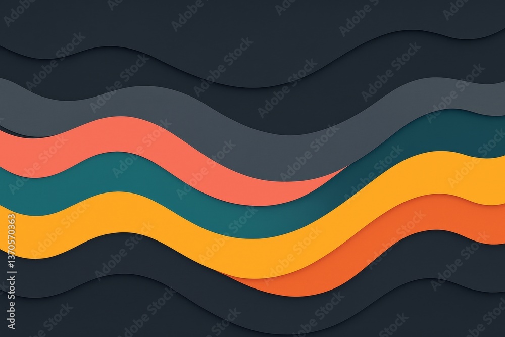 Poster modern abstract background featuring colorful wavy lines in vibrant hues, creating a visually appeal