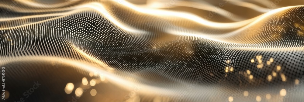 Poster Futuristic abstract background with glowing digital particles in structured pattern showcasing high-tech elegance and sophistication