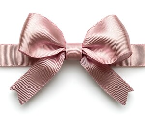 Elegant pink satin ribbon bow isolated on white.