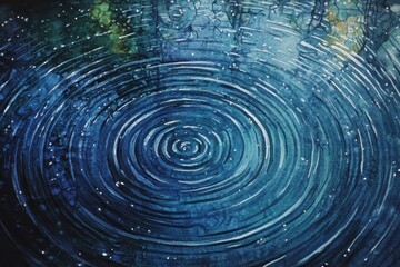 Serene Night Ripples on a Dark Blue Pond.