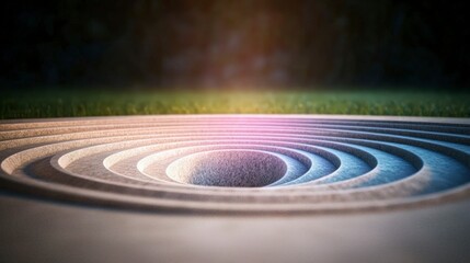 Fototapeta premium Serene Stone Concentric Circles Depressing Into a Center Point Peaceful Garden Design