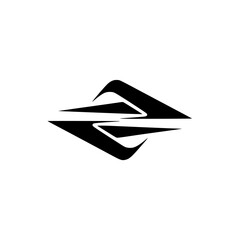 Abstract Symmetric Arrow Logo in Black on White, Modern Design