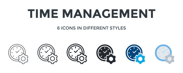 Fototapeta premium Time Management Icon In Different Style Vector Illustration. Designed In Thin Line, Regular Line, Bold Line, Glyph, Color Fill, And Flat Style Can Be Used For Web