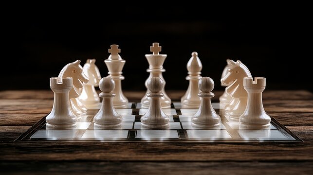 Digital chess game hologram strategy on a chessboard in a virtual arena