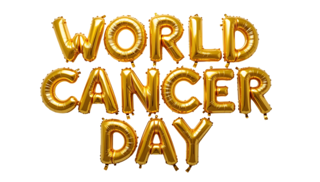 Golden balloon text World Cancer Day png
