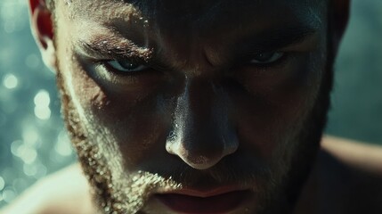 Fototapeta premium A close up view of a man looking intently forward