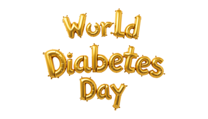 Golden balloon text World Diabetes Day png