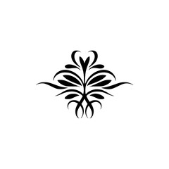 Abstract Decorative Floral Design in Black on White Background