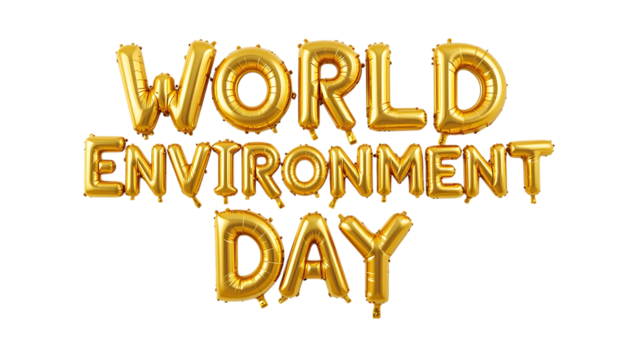 Golden balloon text World Environment Day png
