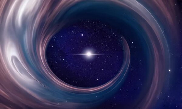 breathtaking interstellar nebula with vibrant gaseous formations and spinning galaxies bending around a time disturbance, altering spacetime in ultra-HD 4k