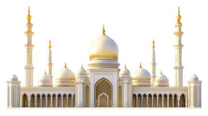 Obraz premium white gold mosque on transparent white background