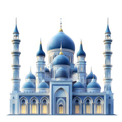 Fototapeta premium blue mosque on transparent white background